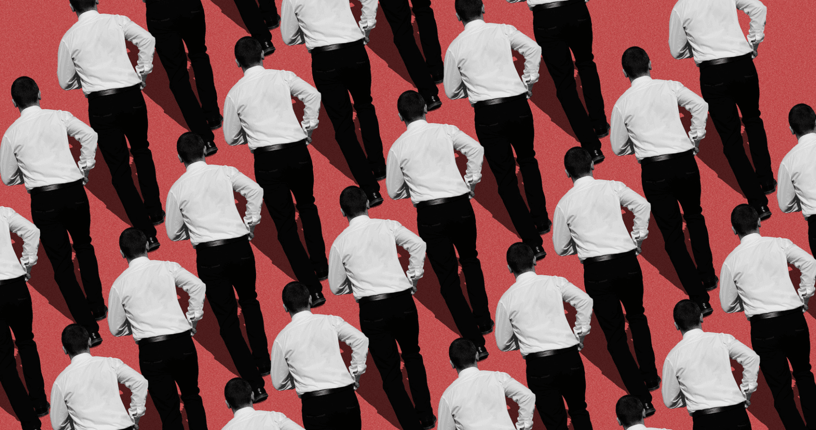 Des employés de bureaux courent ensemble dans une même direction.