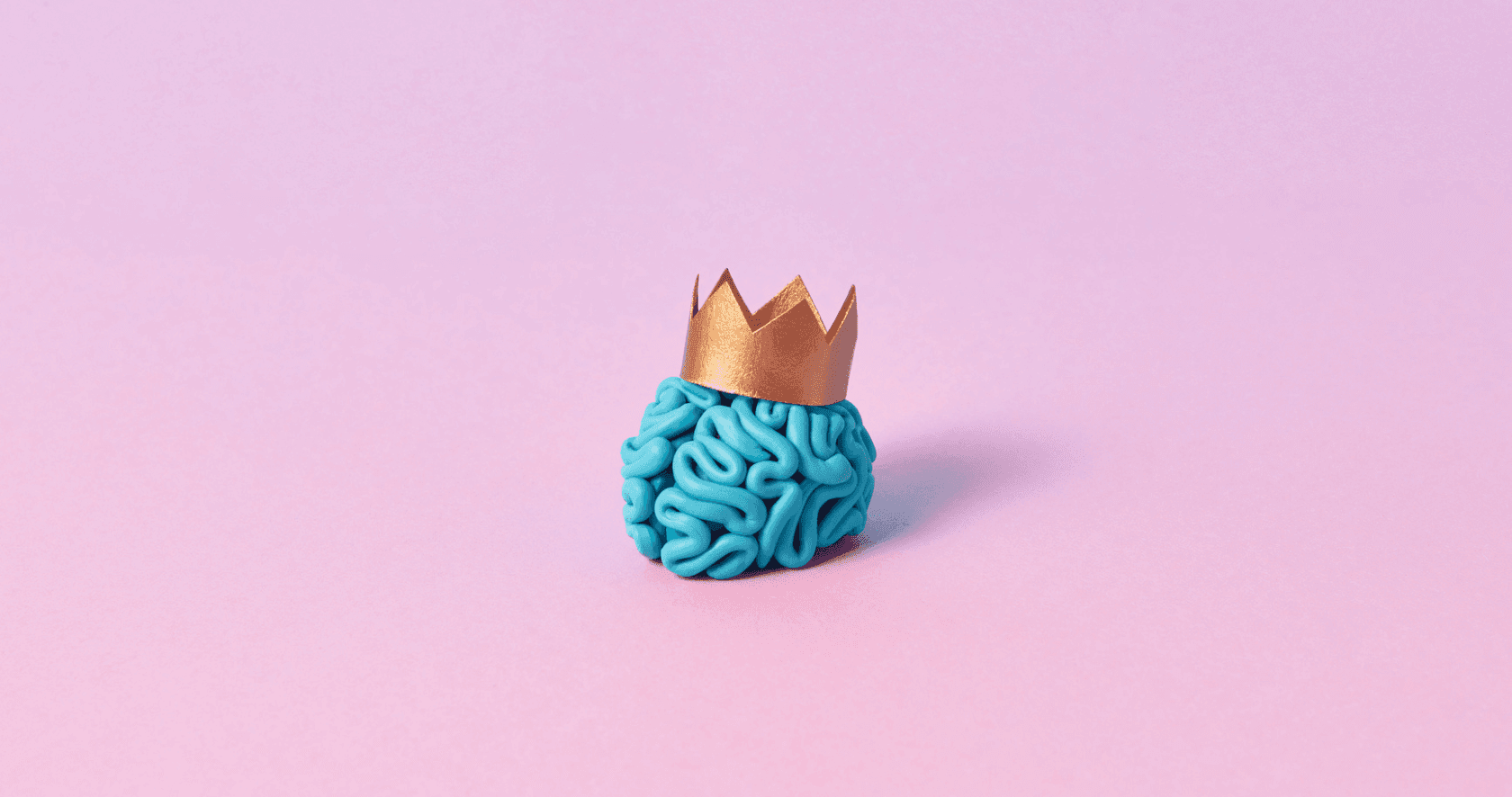 Un cerveau en pâte à modeler est couronné.